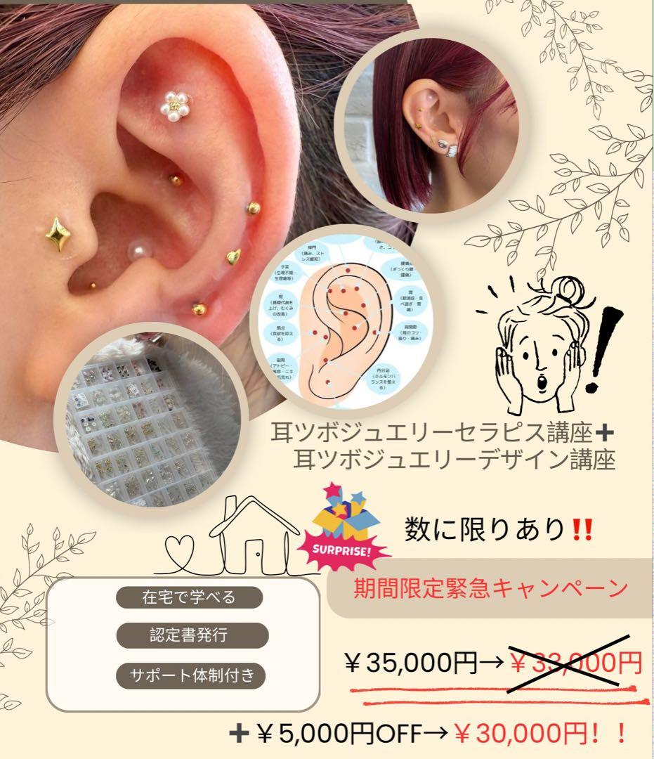 【最終激安価格ディプロマ付き】耳ツボジュエリー講座＋耳ツボジュエリーデザイン講座 ディプロマ付き】耳ツボジュエリーセラピスト講座 スターターキット