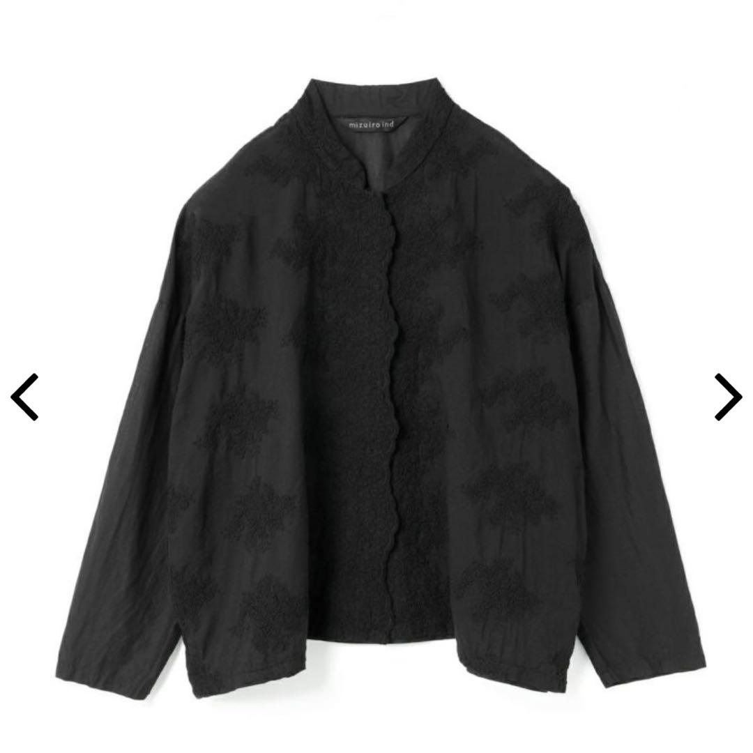 ミズイロインド　mizuiro ind レーススタンドカラーワイドシャツ 黒 楽天市場】ミズイロインド mizuiro ind レース スタンドカラー ワイド