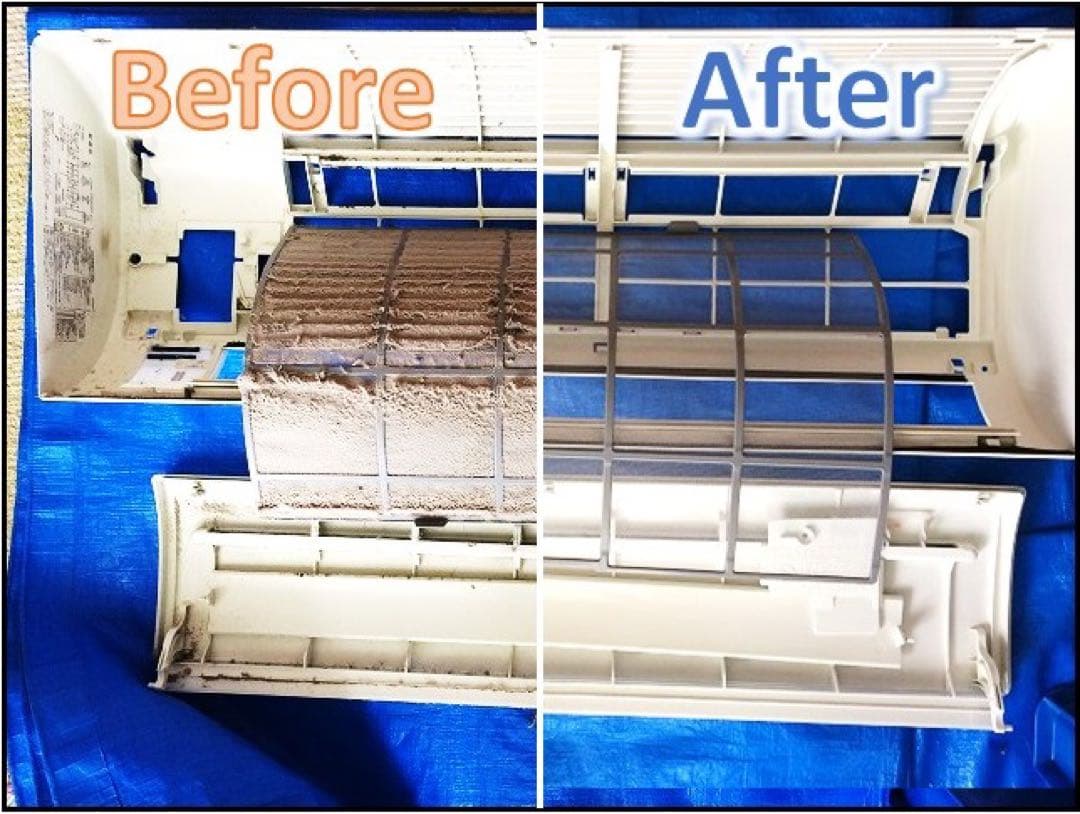 エアコン清掃前後の比較画像 施工事例】飲食店エアコンクリーニング洗浄前後の比較 | 株式会社ACE