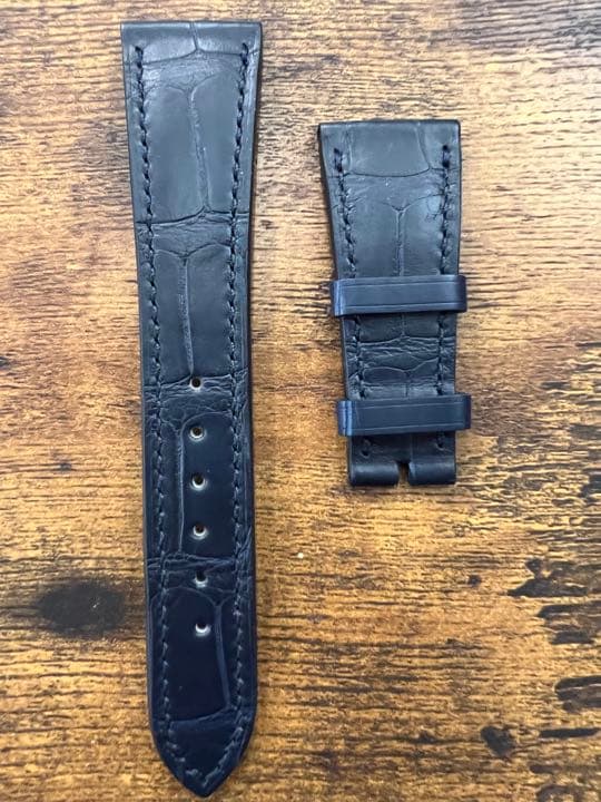 アウトレット ジャンルソー レザーベルト ネイビー アリゲーター革