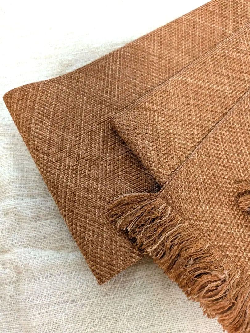 正絹手織り 半幅帯 フリンジ付き