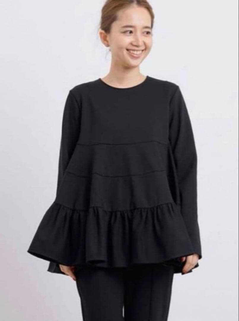 yori ヨリ ぬくぬくヘムフリルブラウス ティアード 長袖 裏起毛