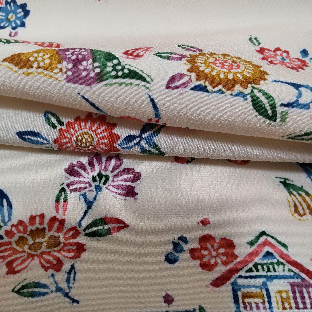 正絹 民芸紅型 流水家花柄 着尺 反物（106） - メルカリ