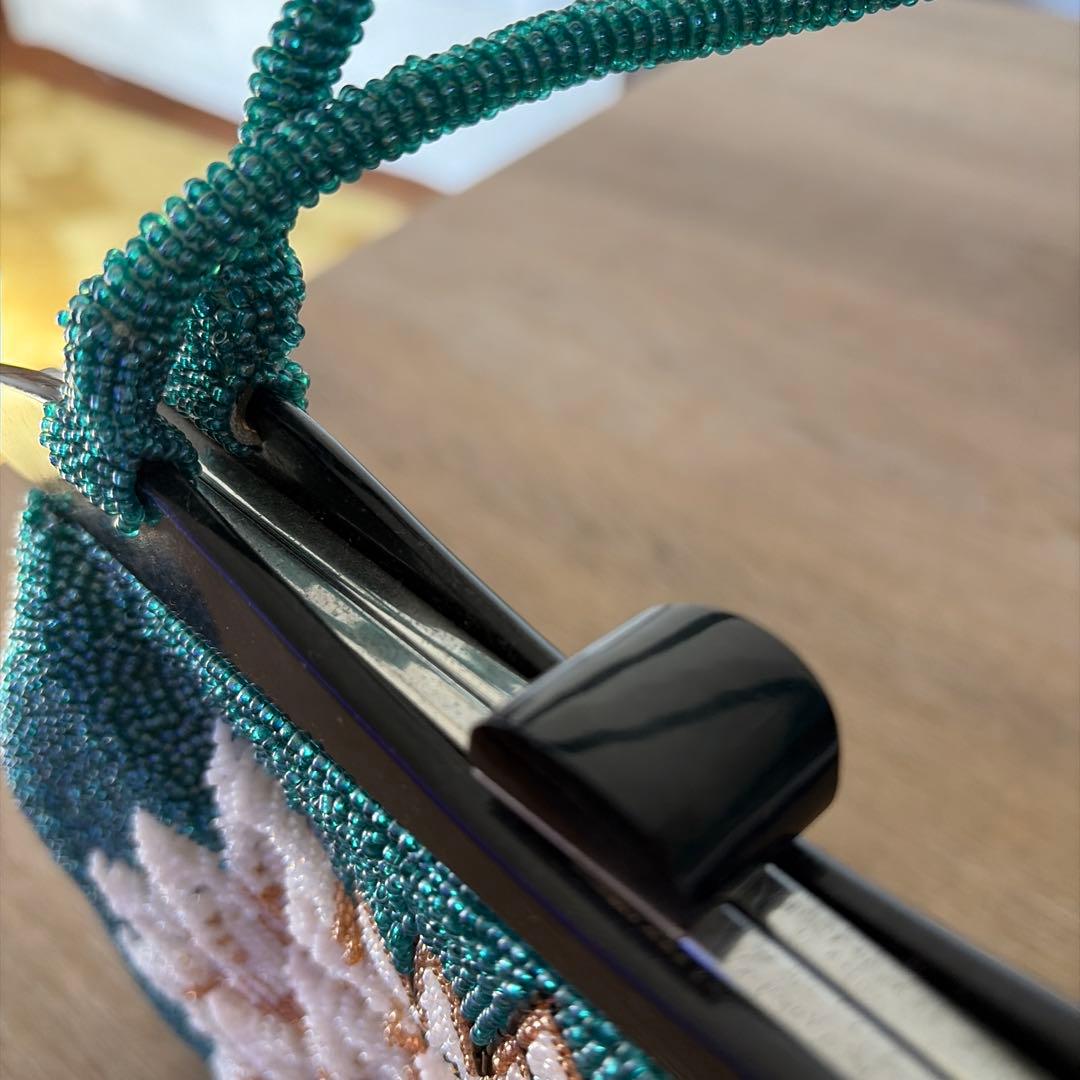 アンティーク 花柄ビーズ刺繍和装用バッグ - メルカリ