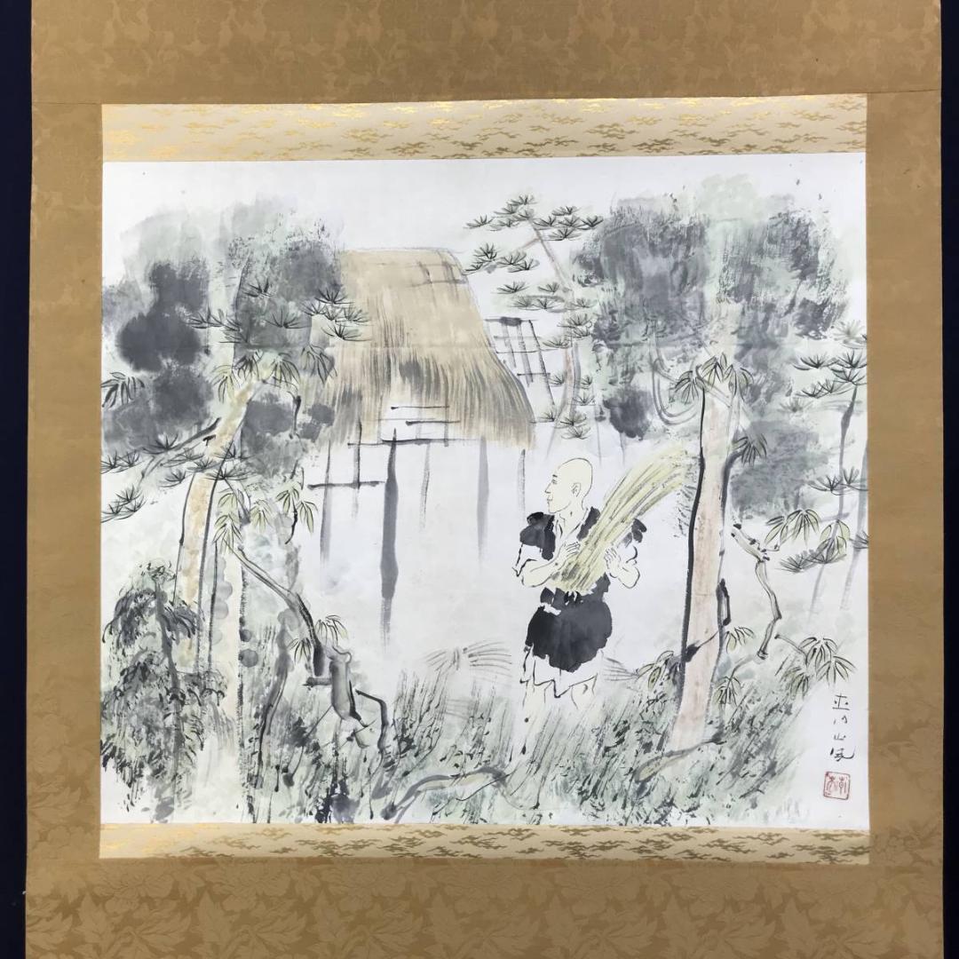 真作/福岡青嵐/田家人物図/山水図/横物/掛軸/名家伝来AE-392 - メルカリ