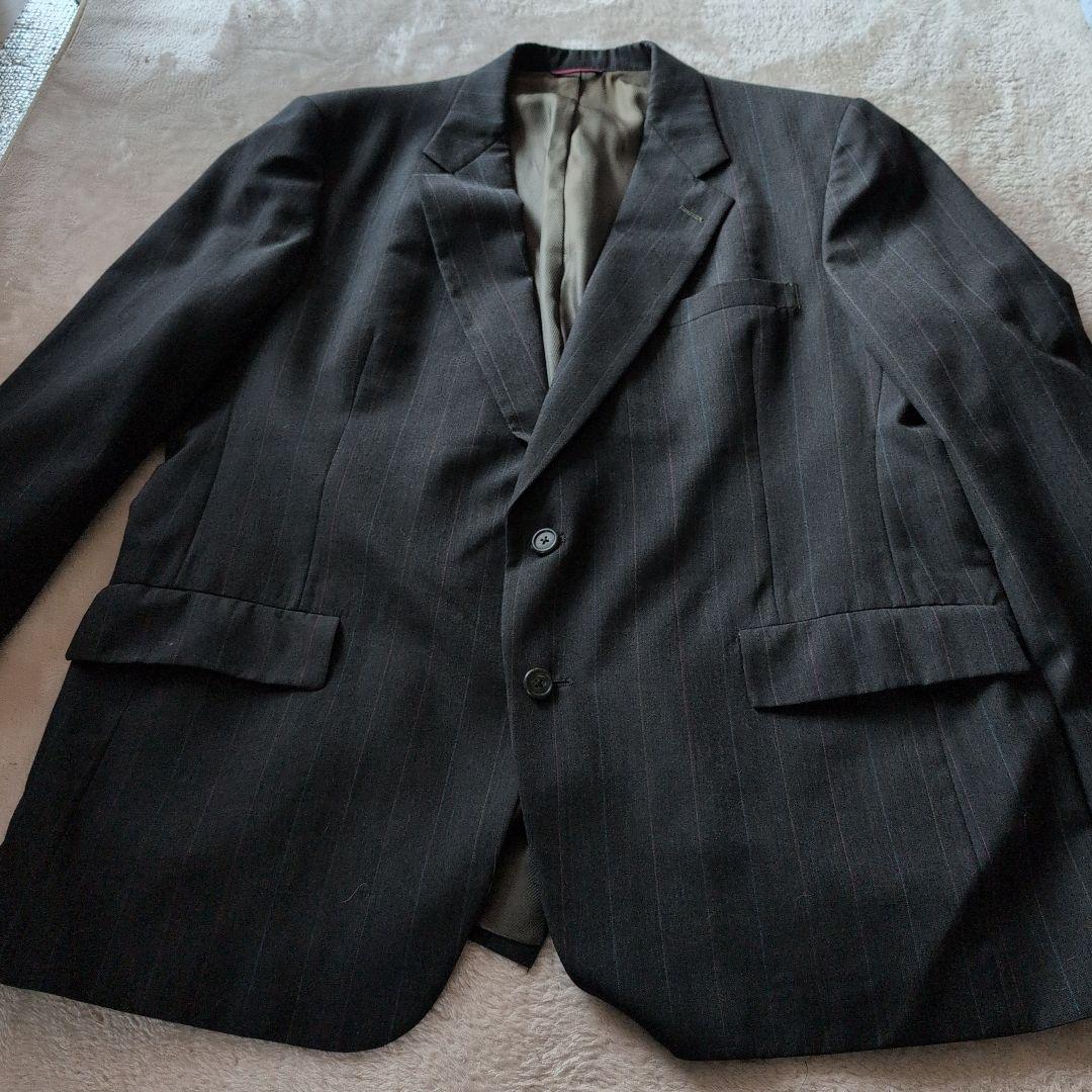 大きめサイズ ダークグレー ストライプ ビジネスジャケット - メルカリ