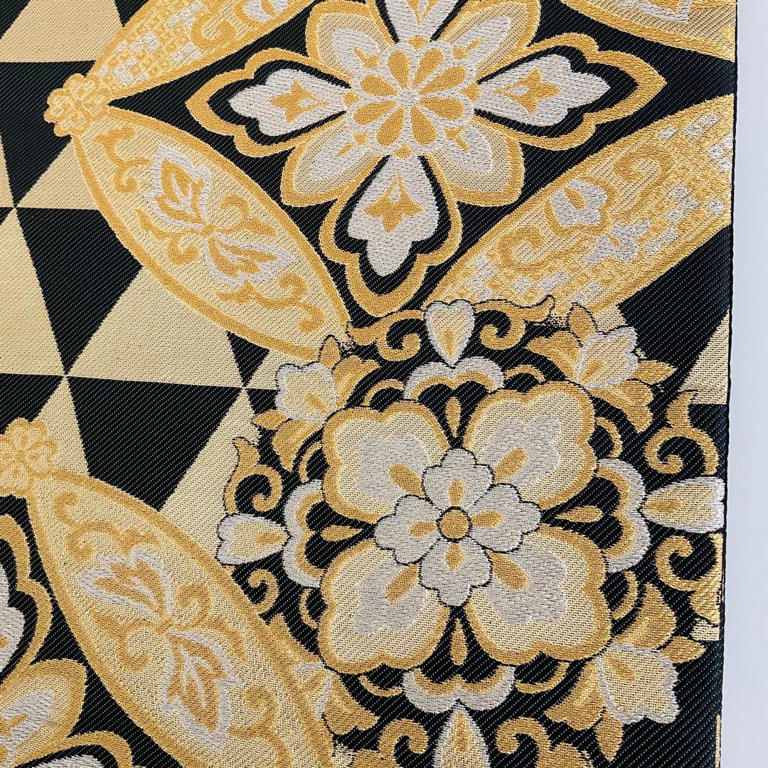 袋帯 振袖用袋帯No.170 黒系 金系 正倉院鱗花紋 - メルカリ