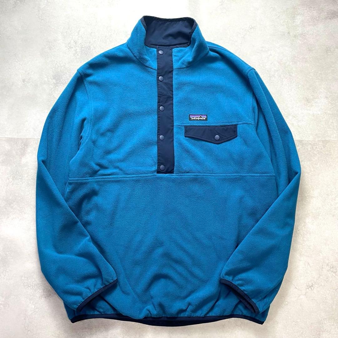 美品 パタゴニア グリセード リバーシブル スナップT 紺青 M 25385