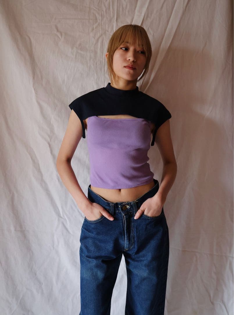 OVERNEATH RIB TOP LAVENDER - メルカリ