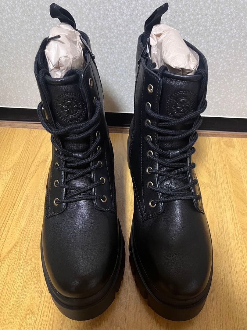 激安！半額！ ブソラ 撥水 山羊革 軽量 ボリュームソール ブーツ 25.5cm