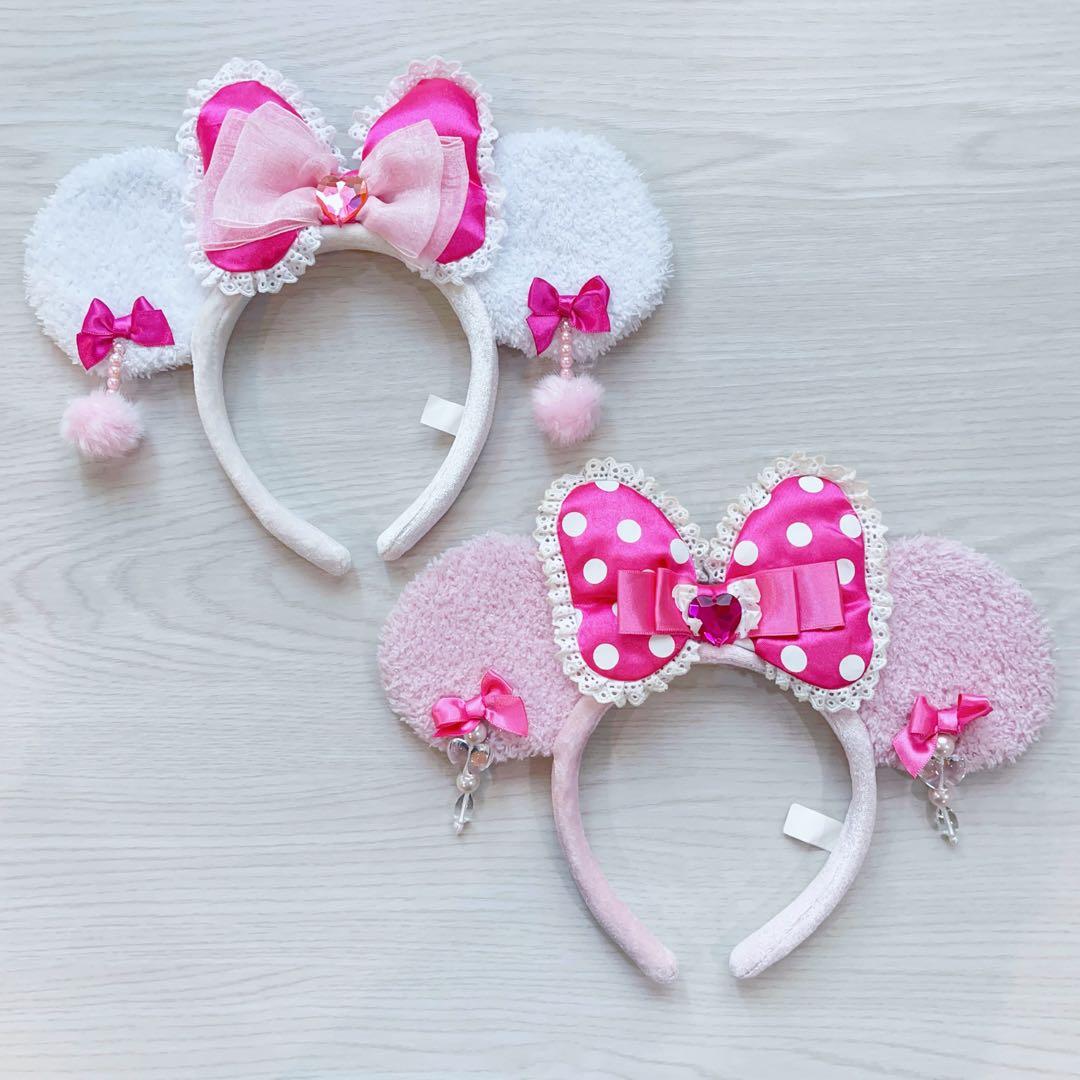 ディズニー ミニー イヤリング カチューシャ ピンク ホワイト 2個