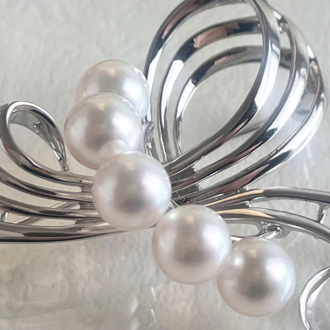 ☆美品☆ミキモト シルバー パール 5珠 ブローチ 皇室御用達ブランド