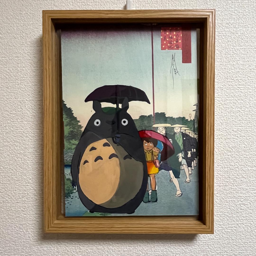 トトロ 手描きアート 木製フレーム付き 楽天市場】となりのトトロ ポスター 木製アートフレーム付 91.5×61cm