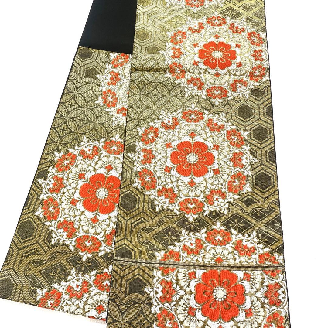 帯6537 ○川島織物謹製 高級 正絹 六通 袋帯 花文 華文 - メルカリ