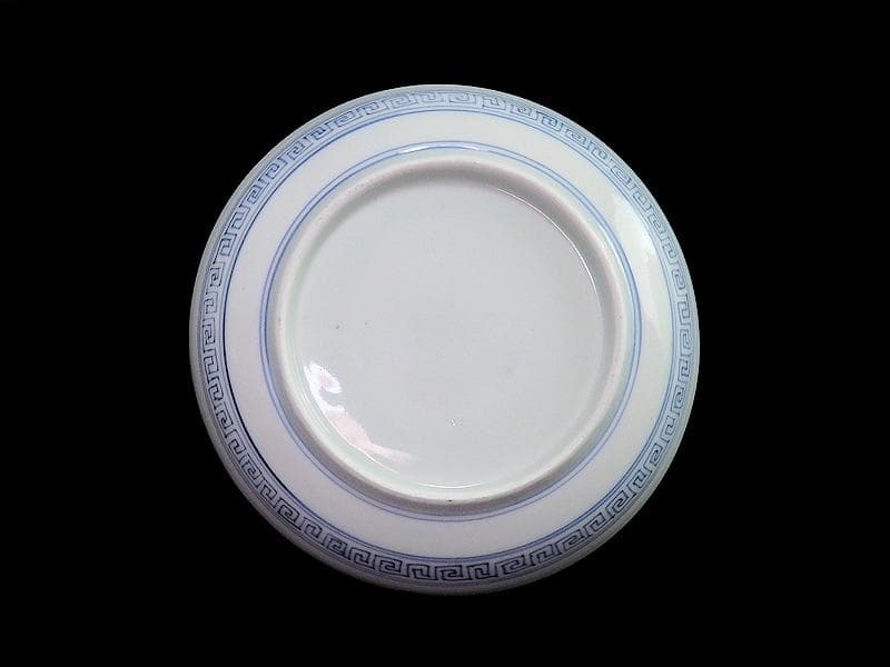 古伊万里 染付 線描き 草花紋の図 3寸半 手塩皿 2枚 E770AS-