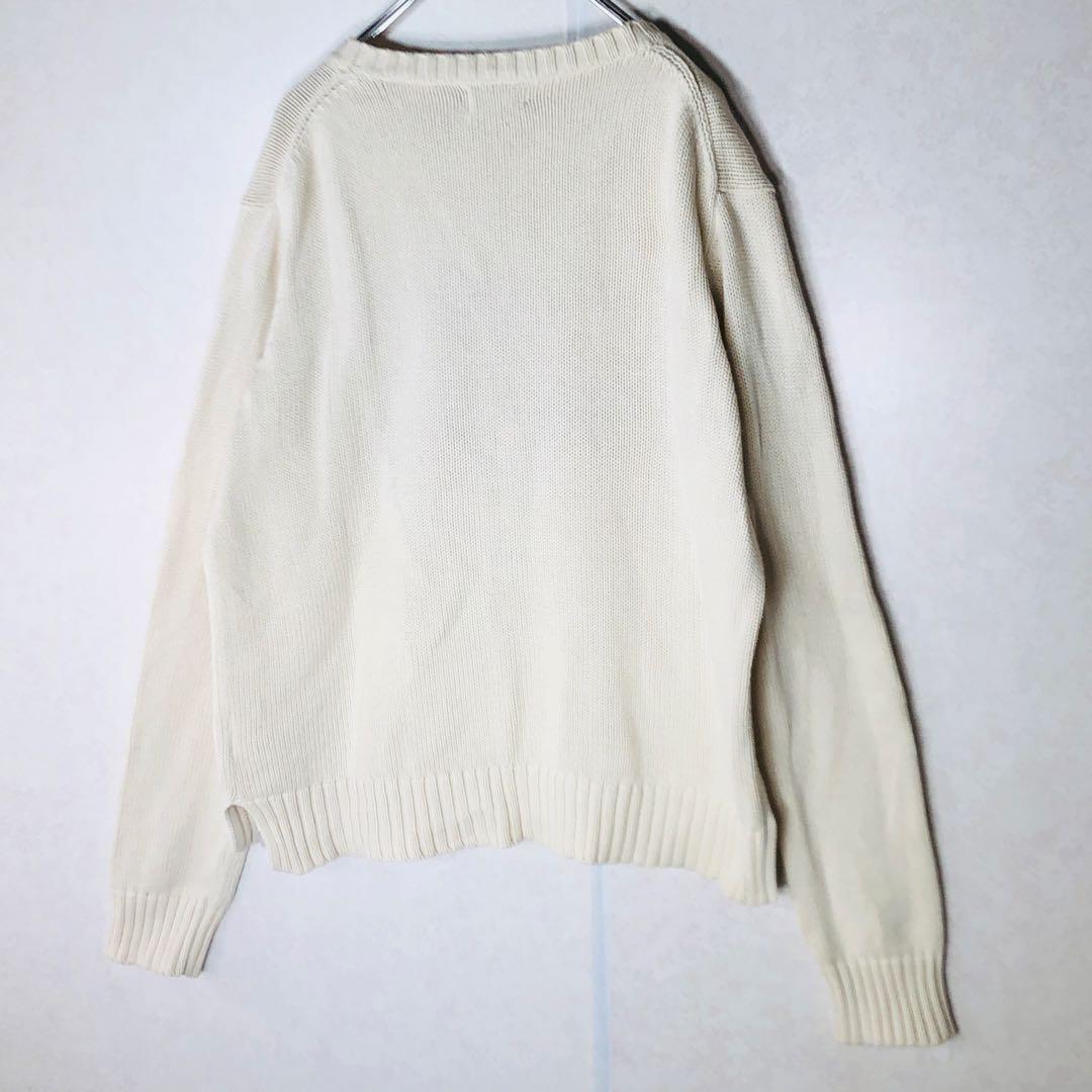 超大人気】ラルフローレン ポロベア デカロゴ ニット セーター 白 Mサイズ
