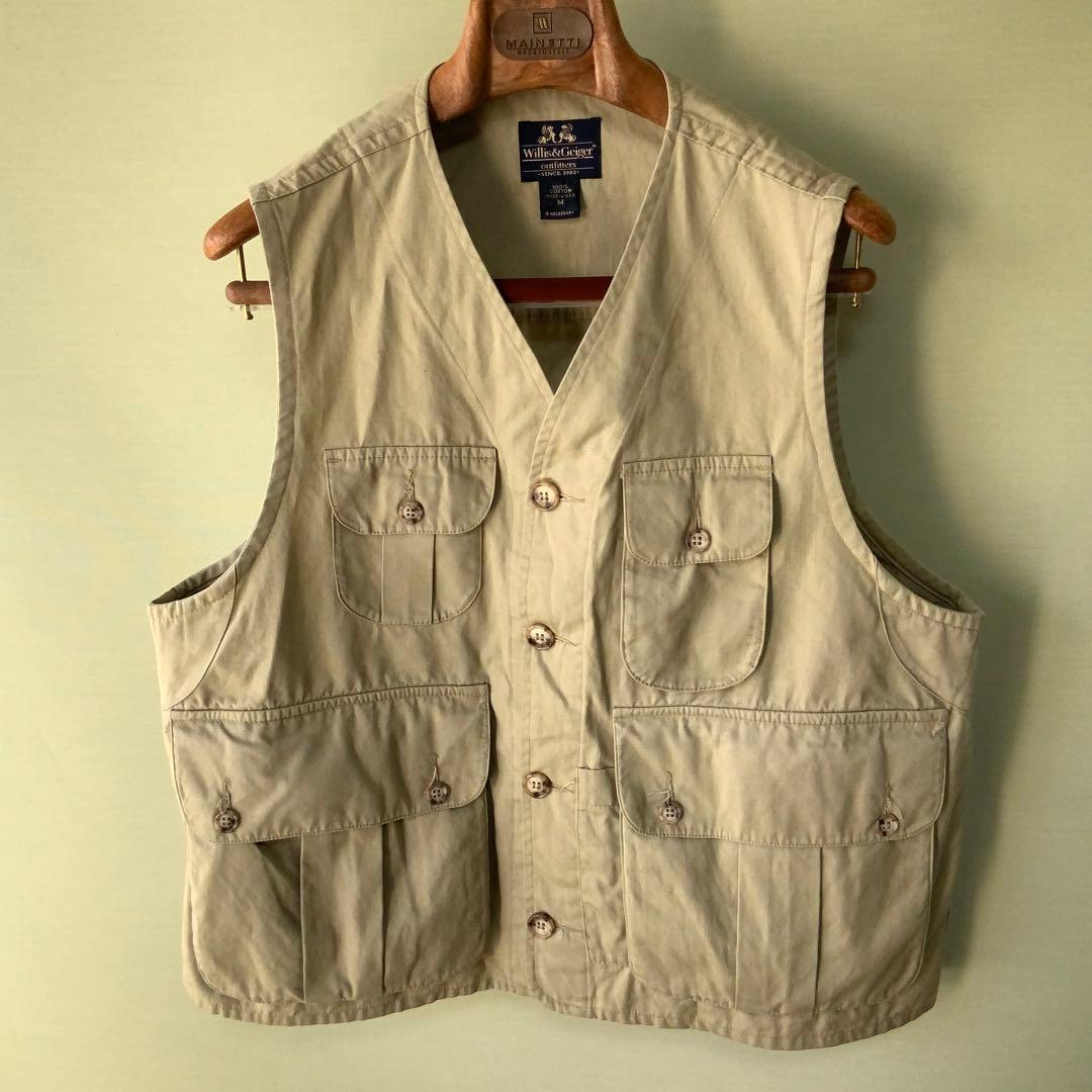 米国製 Willis& ウィリス＆ガイガー コットンベストMカーキ 90's Willis&Geiger フィールドベストmtp083a1200003267｜VINTAGE