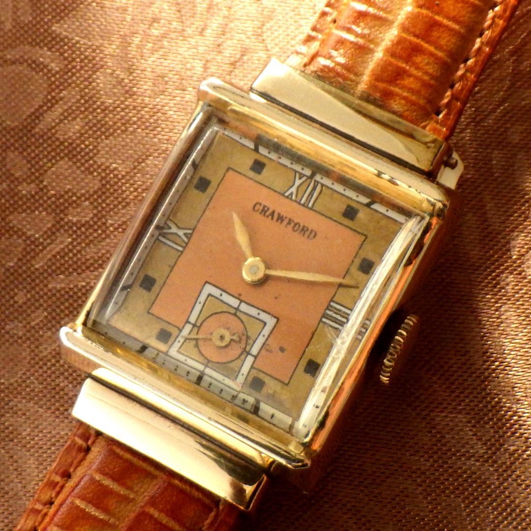 totot★【1940年代頃】CRAWFORD スイス製 手巻き腕時計 なんと9万円】80年代デッドストックのスイス製手巻き時計を40年代風に