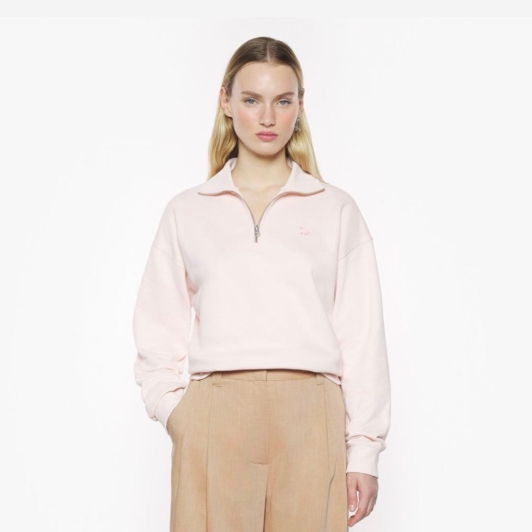 MaisonKITSUNE Sサイズ ハーフジップスウェットシャツ ピンク - メルカリ