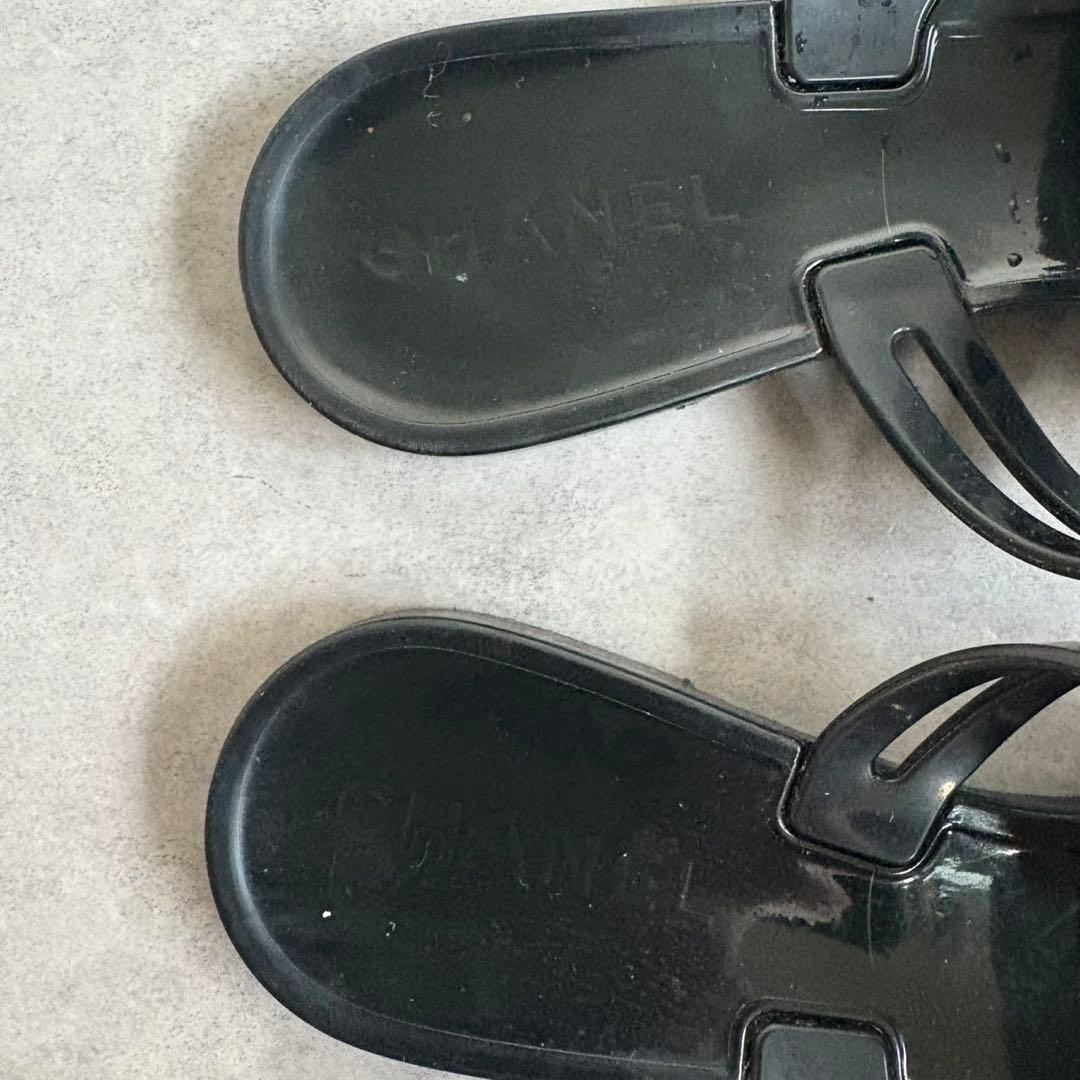 美品❗️】CHANEL シャネル カメリア トングサンダル サンダル 37