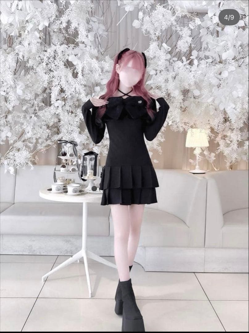 HONEYMEW ビッグリボンクロスオフショルワンピ ホワイト ハニーミュウ