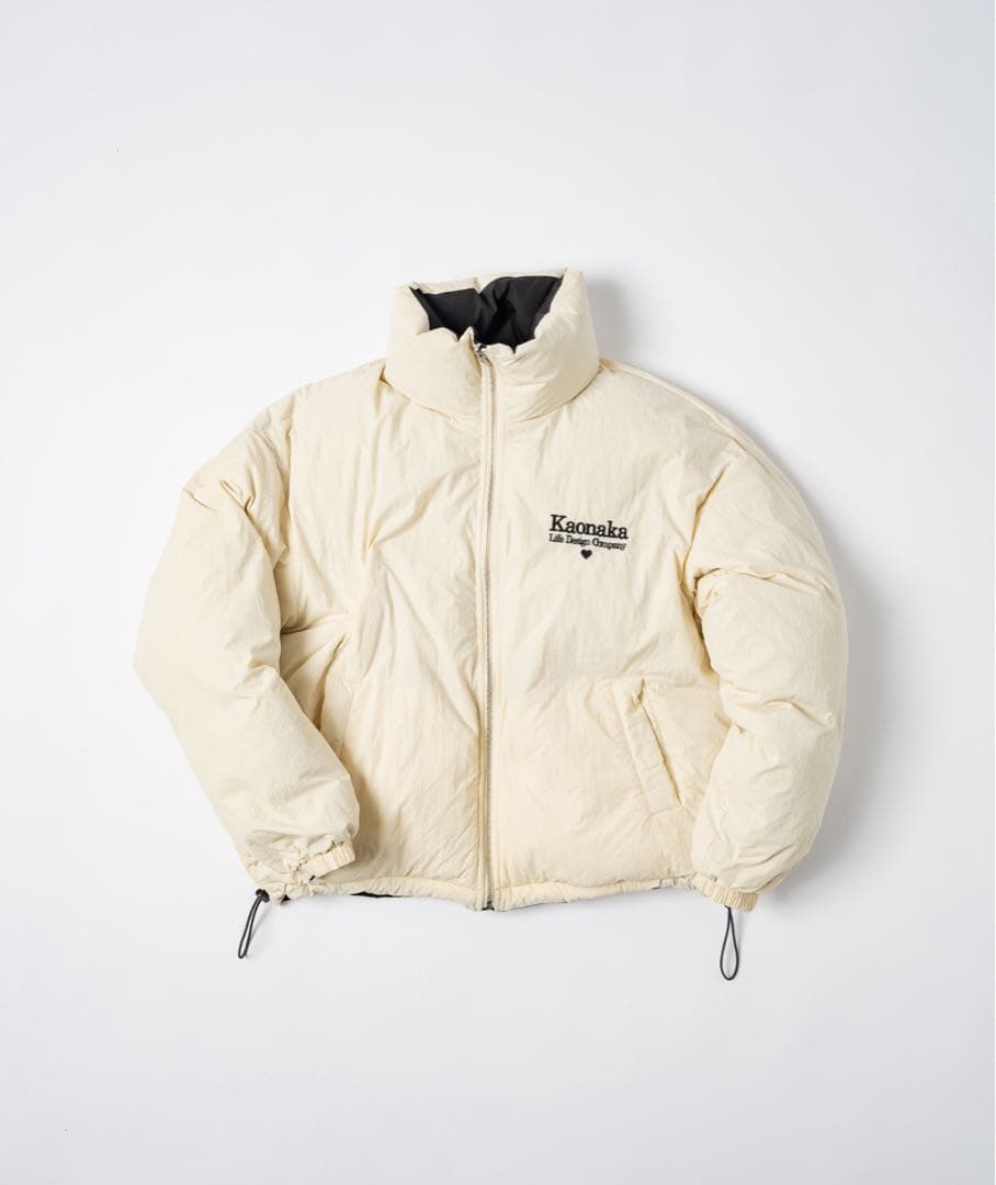 kaoyorinakamiリバーシブルダウンジャケット 黒 白 ドローコード付き