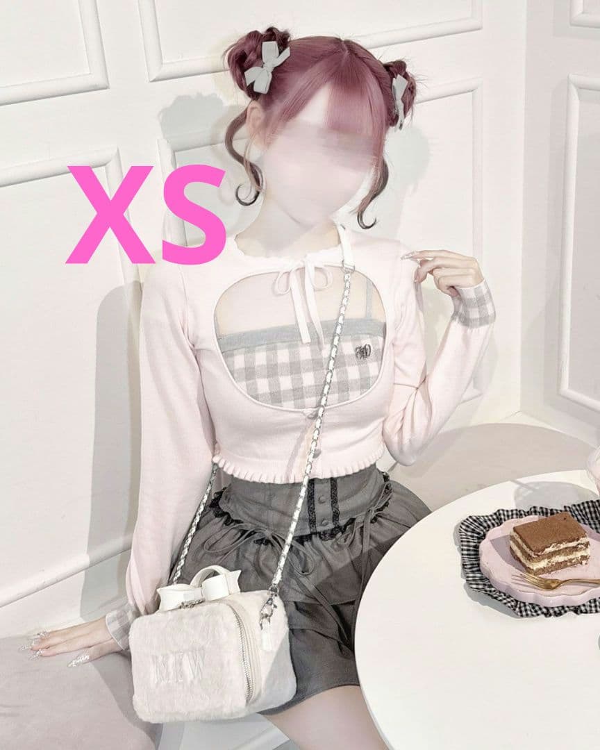 ミシェルマカロン ハニーミュウ ギンガムアンサンブルトップス イモ XS