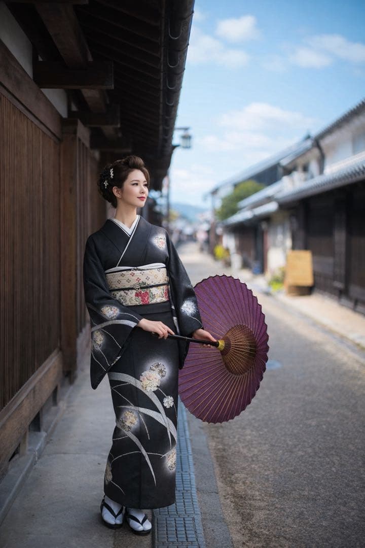 都会的　ドレッシーな【訪問着】正絹　友禅　墨色　裄長め 都会的 ドレッシーな【訪問着】正絹 友禅 墨色 裄長め - メルカリ