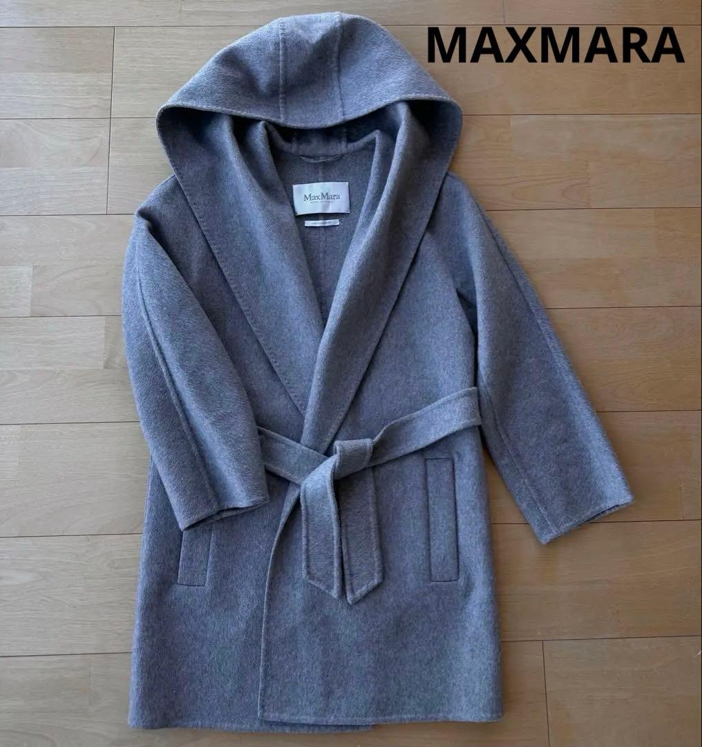 MAXMARA マックスマーラ　カシミヤ　フーデット　コート　白タグ　リアルト Max Mara（マックスマーラ） 美品 白タグ リアルト アルパカ