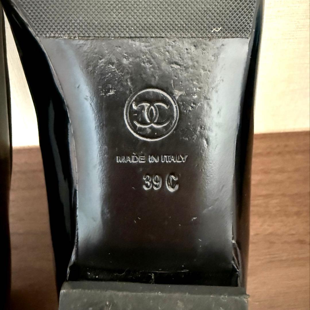美品 CHANEL シャネル ストラップシューズ バレエシューズ ブラック 39