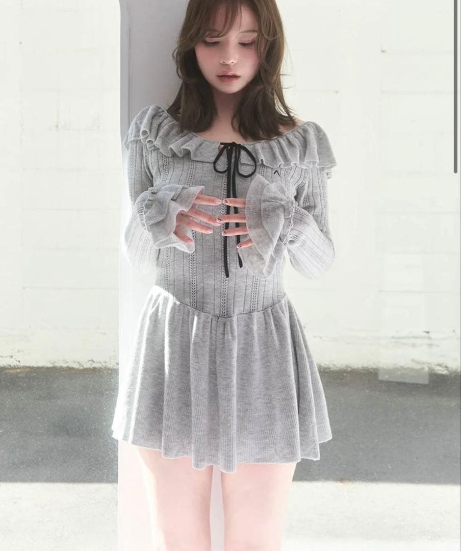 ワンピース Hana knit mini dress Gray Hana knit mini dress
