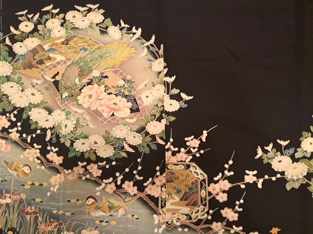 新品未使用❇️豪華黒留袖 手描友禅暈し染め 5つ紋 比翼仕立て ブル