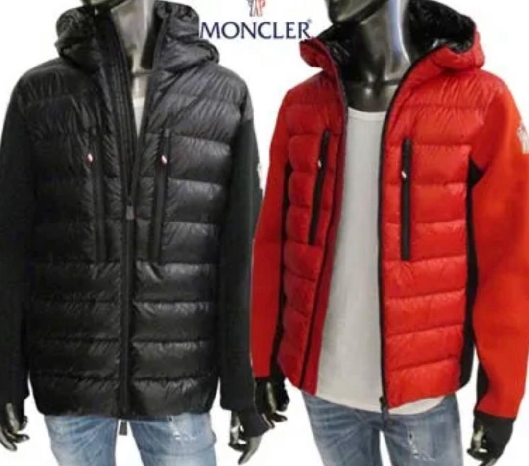 モンクレール ハイブリッド ダウンジャケット ニットダウン 赤黒