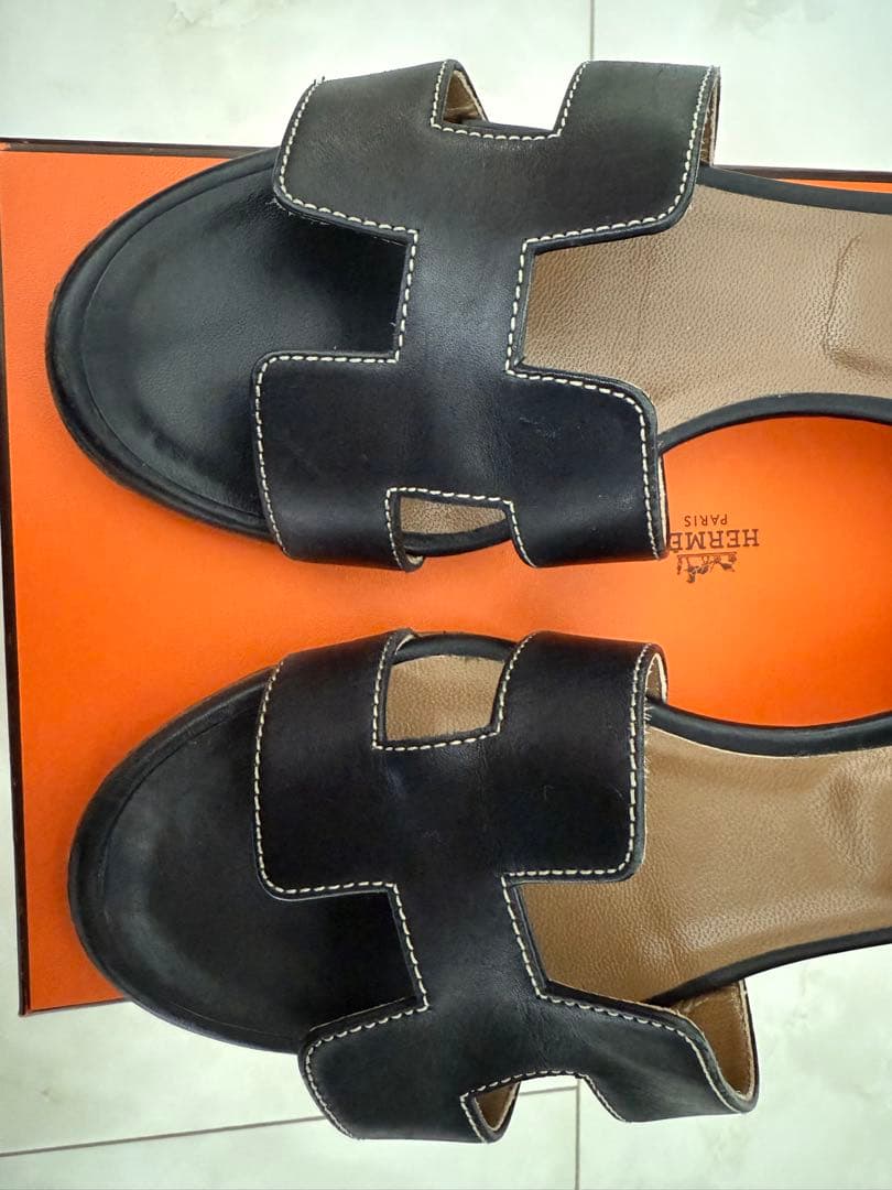 HERMESエルメス　レディスサンダル 《オアジス》黒　38.5