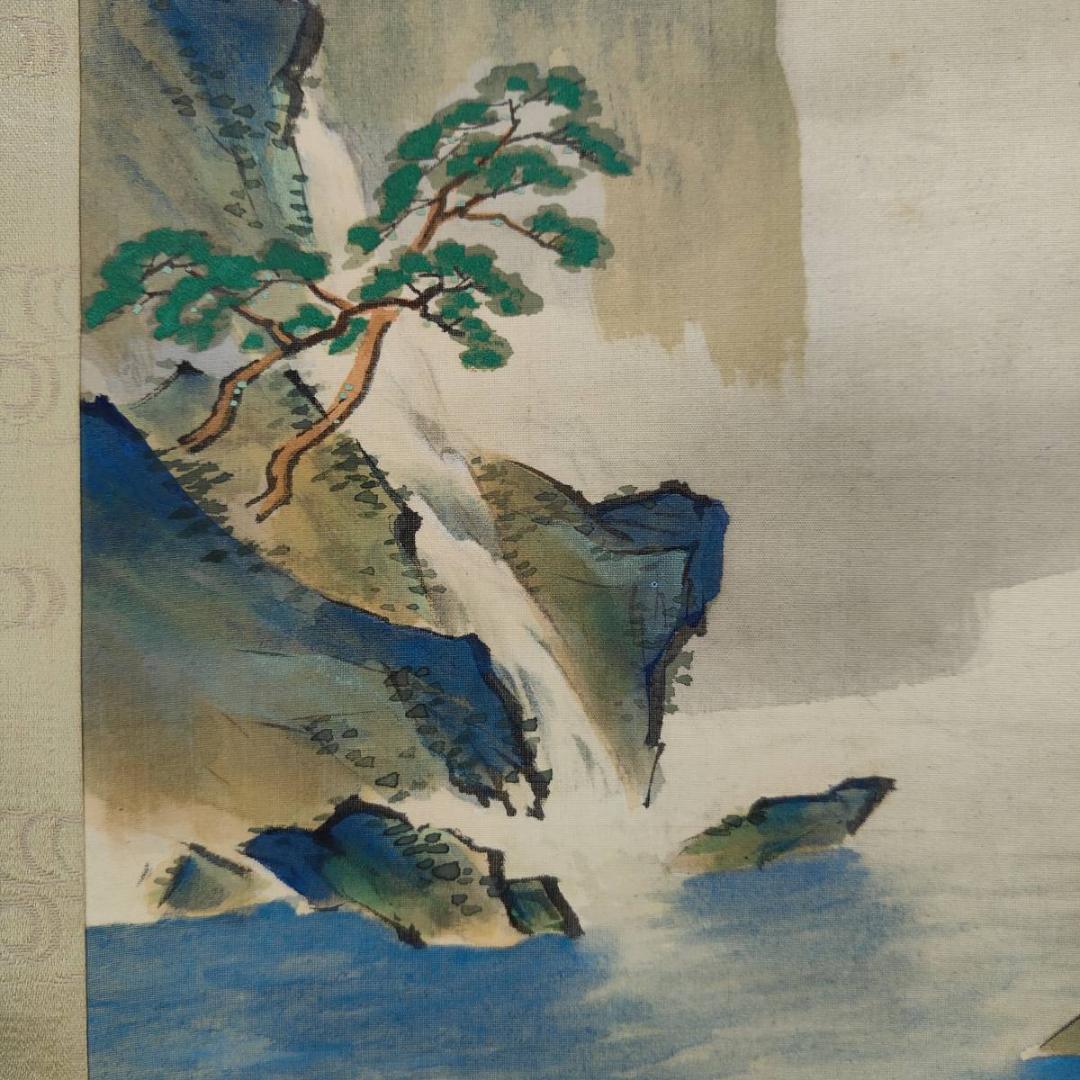 真作/水田硯山/崖図/桐共箱付/布袋屋掛軸HH-87