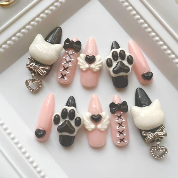 肉球 ネイルパーツ ネイルチップ オーダー ハンドメイド 猫 ねこ ネコ