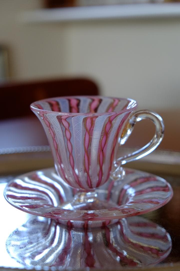 手吹きガラス カップ＆ソーサー レース 舩木倭帆/黒木国昭/藤田喬平