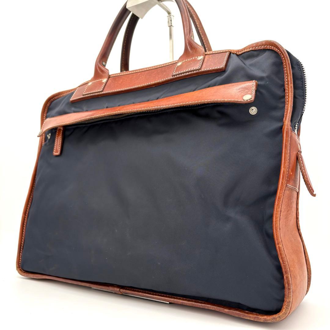 フェリージ ビジネスバッグ ブリーフケース ナイロン ネイビー 茶 8637