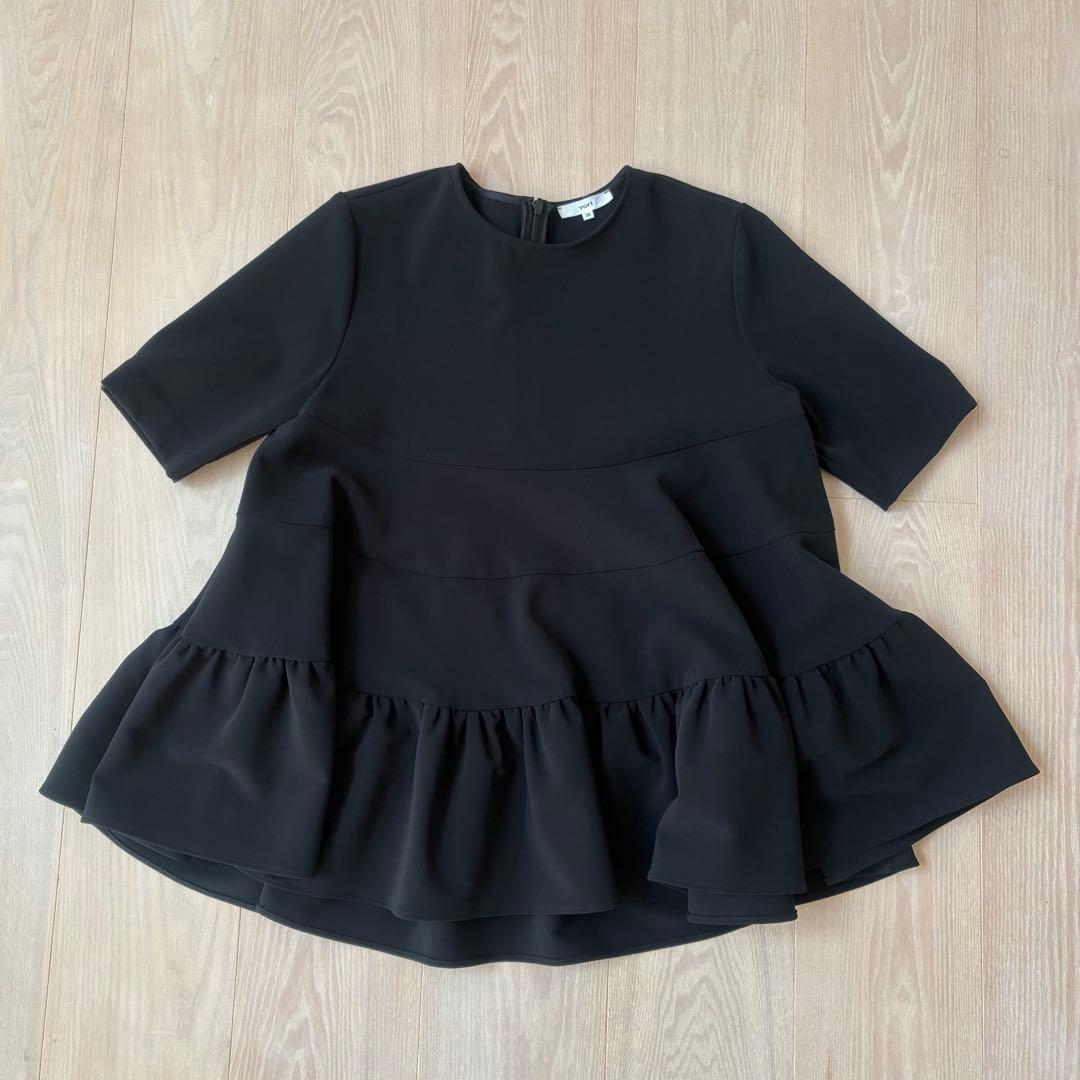 yori ハーフスリーブティアードブラウス ブラック 36 - メルカリ