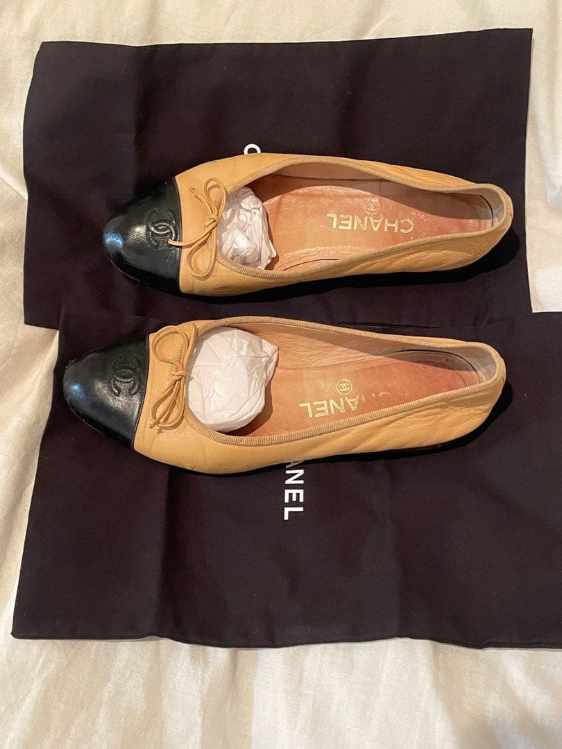 シャネル　バレエシューズ　38 24.0cm ベージュ chanel