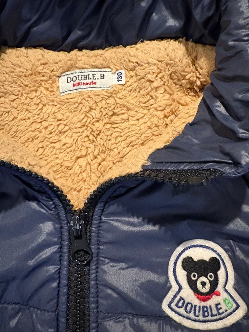 ミキハウス ダブルビー ダウンジャケット、コート ネイビー サイズ130