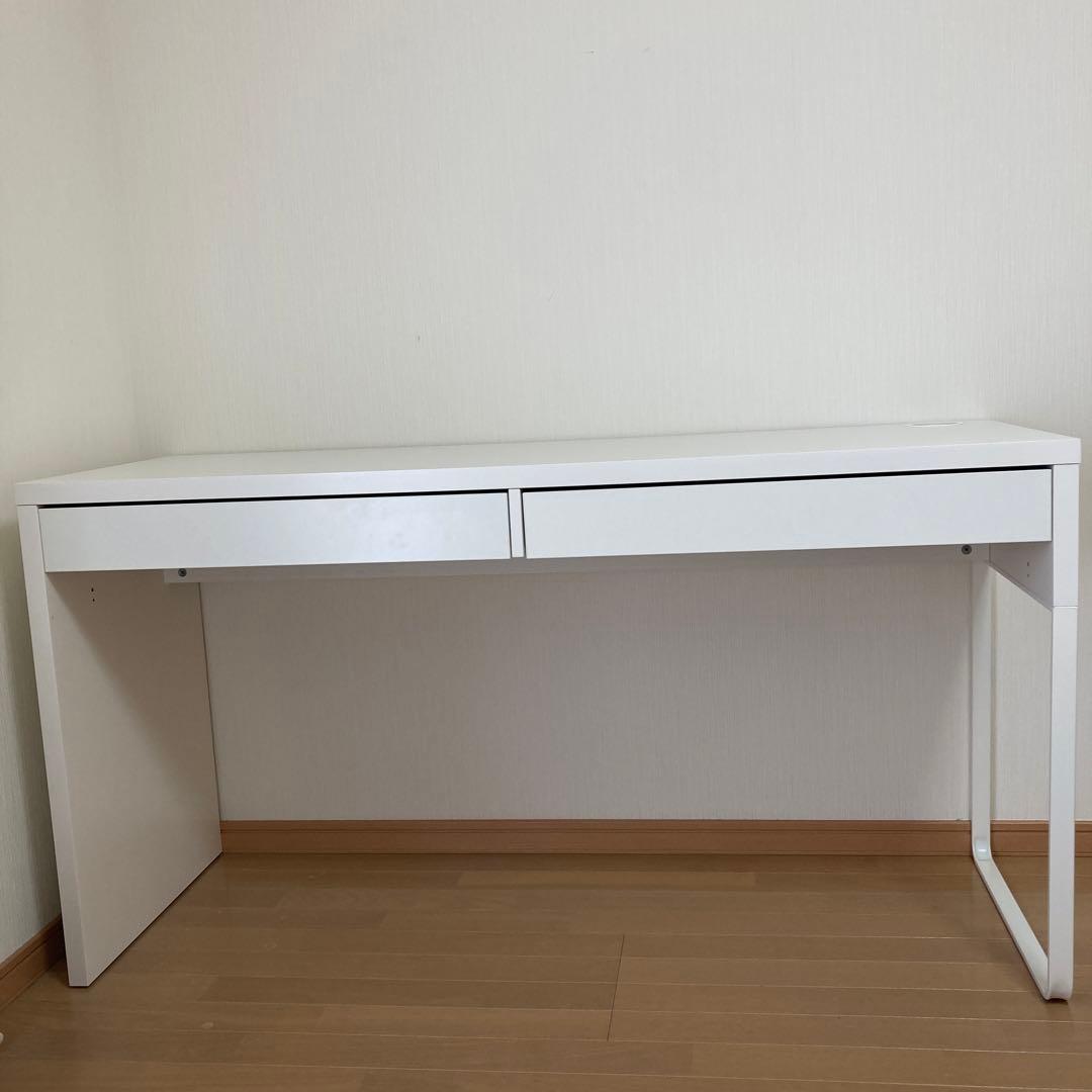 IKEA MICKEホワイト デスク 2引き出し シンプルモダン - メルカリ