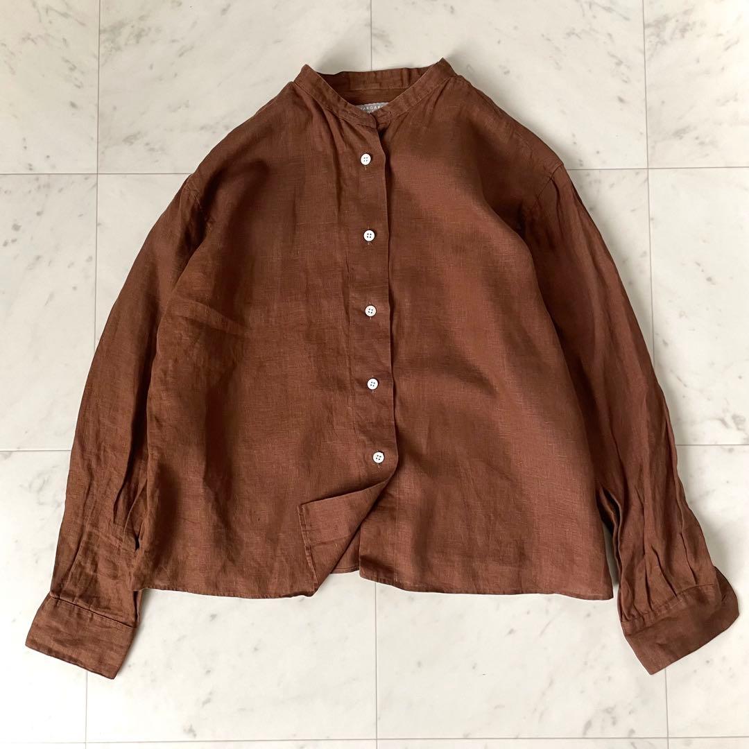 美品✨マーガレットハウエル ブラウス リネン100% ブラウン バンド