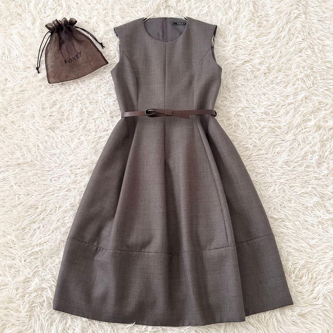 美品 フォクシー✨レディブーケ ワンピース ベルト・巾着付き