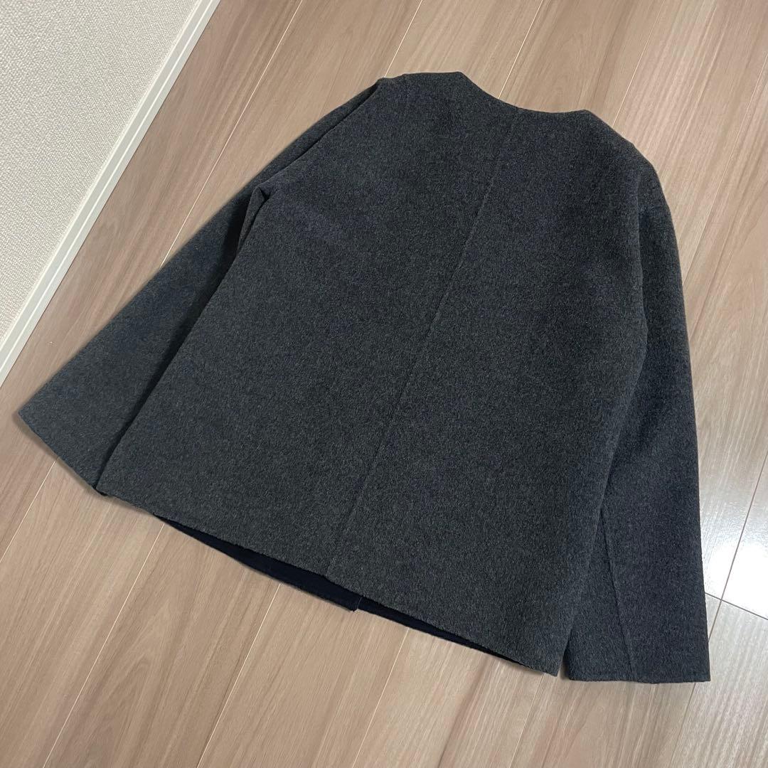 美品】セオリーリュクス ダブルフェイス リバーコートノーカラー