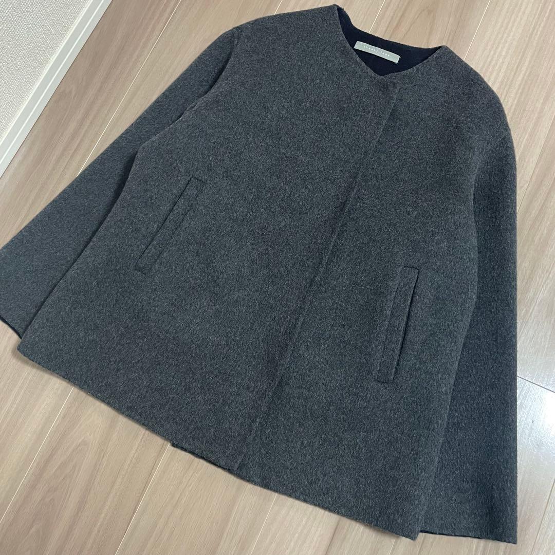 美品】セオリーリュクス ダブルフェイス リバーコートノーカラー