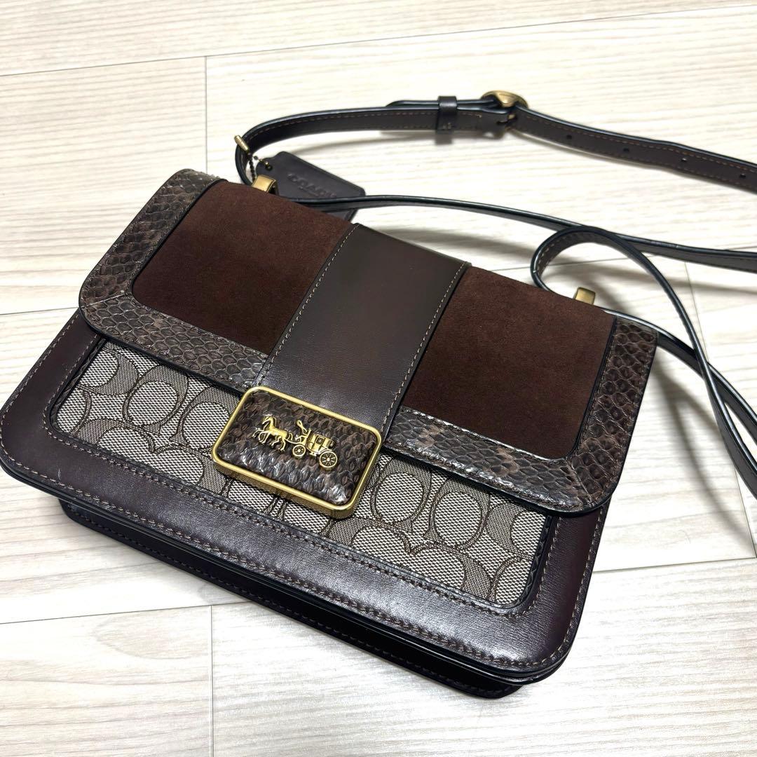 coach アリー　ショルダーバッグ　パイソン　ジャガード　スエード coach アリー ショルダーバッグ パイソン ジャガード スエード - メルカリ