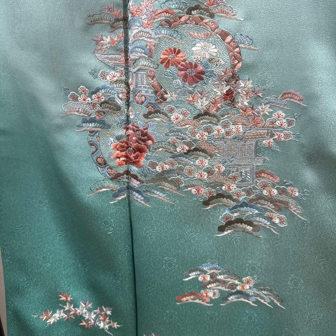 付け下げ訪問着 刺繍 美品 綸子 身丈156 ロ-6 - 着物・浴衣