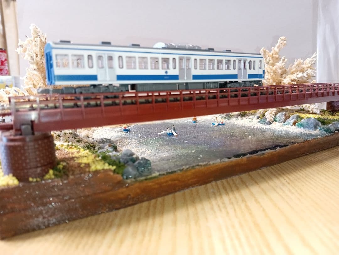 Nゲージ 鉄道模型 桜の風景ジオラマ（その4)