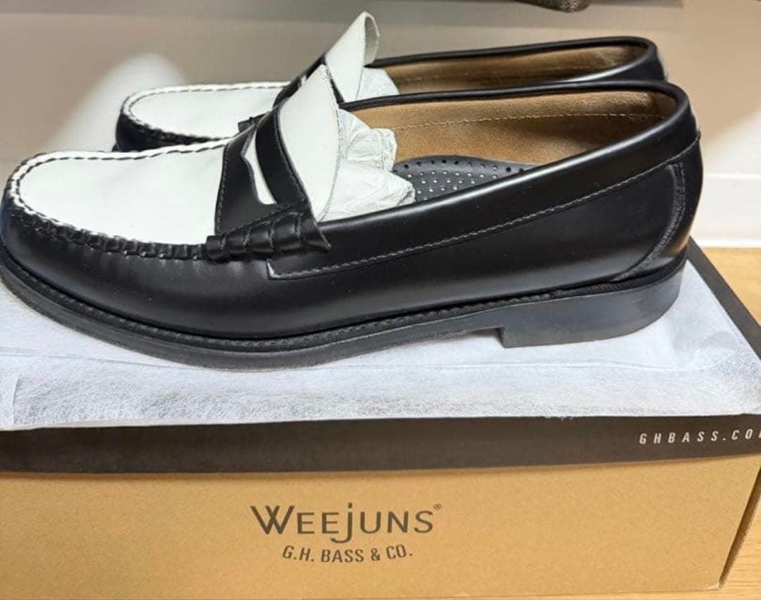 G.H. BASS Weejuns ブラックホワイトローファー uk7 - メルカリ